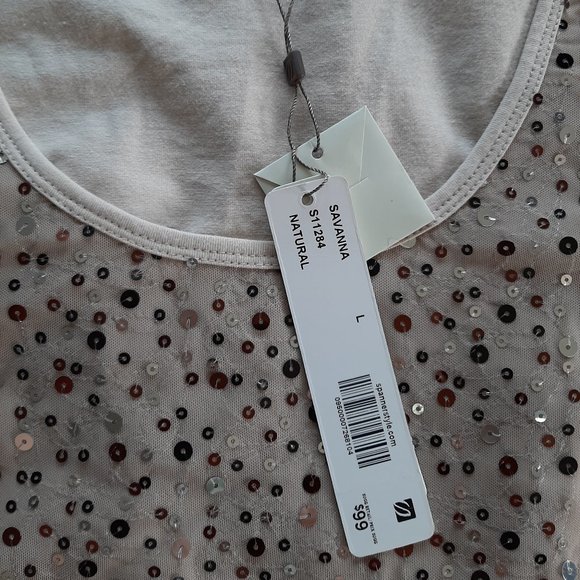 Spanner women's cream white sequin pattern tank top Size: L - Picture 3 of 8